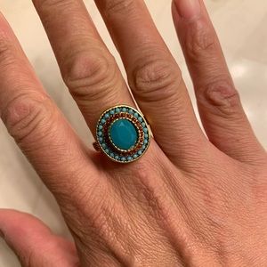 Nice blend of Red, Turquoise & Gold Layer Ring ✨